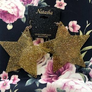 Sparkly Gold Star Earrings NEW